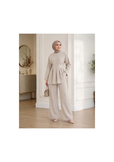 Unika Boutique Kadın Tesettür Takım Alt-üst İkili Takım Bej