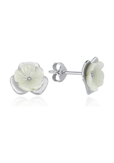 Parıltılı Manolya Çiçeği Goncası Flowers Gümüş Küpe