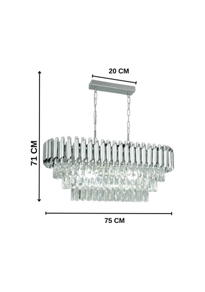 Koza Gümüş 73x35 Cm'lik Kristal Taşlı Yemek Masası Lüks Avize - Yatak Odası - Salon - Mutfak - Hol Altın