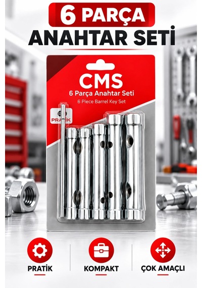 Cms 6 Parça Anahtar Seti Farklı Boyutlarda Pratik Somun & Cıvata Anahtarları