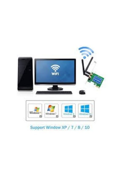 Masaüstü Pc için PCI E 300Mbps Mini PCI Çift Anten Wifi Kart Pce