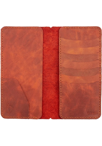 Twingold İsme Özel Dikey Uzun Cüzdan - %100 Rainbow Deri - A010007 - Tobacco Tobacco