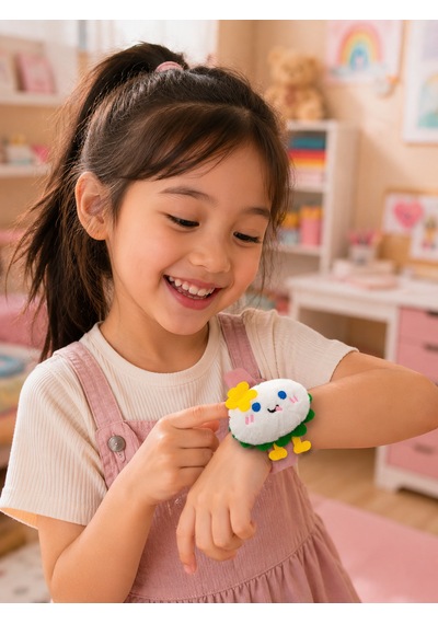 Mochi Yumurta Peluş Bileklik Oyuncak Bileğe Vurunca Sarılan Slap Bileklik, Çok Amaçlı Saç Tokası Pembe