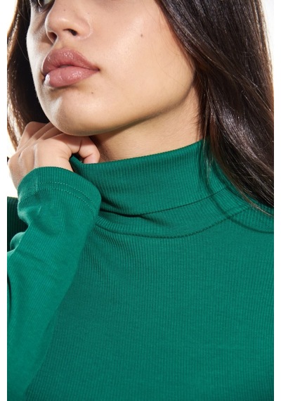 Refox Kaşkorse Tam Boğazlı Body Sweatshirt, Çimen Yeşili Çok Renkli