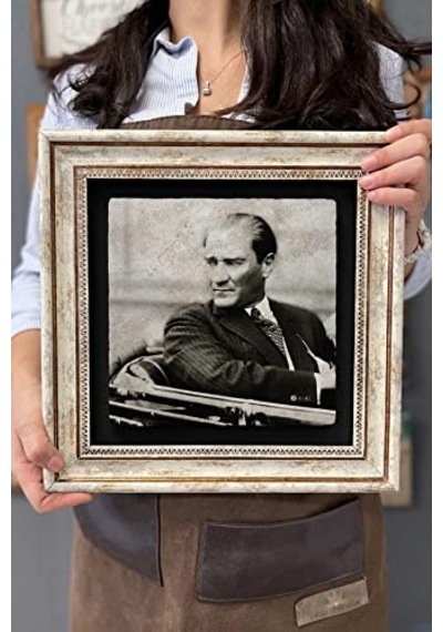 Oscar Stone Decor Çerçeveli Tablo Taş Duvar Dekoru 30 X 30 Cm Atatürk Arabada