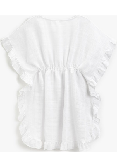 Koton Dokulu Kimono V Yaka Beli Büzgülü Kolları Fırfırlı Püskül Detaylı Beyaz 3sak90001bw 3SAK90001BW000 Koton Dokulu Kimono V Yaka Beli Büzgülü Kolları Fırfırlı Püskül Detaylı Beyaz 3sak90001bw 3SAK90001BW000