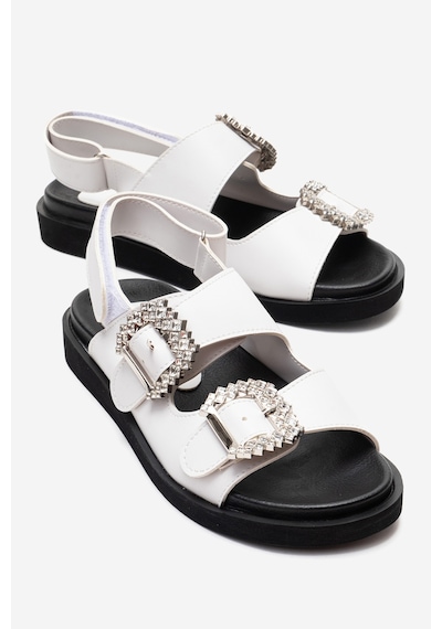 Luvishoes Luvi Shoes Olımpa Beyaz Taşlı Cırtlı Kadın Düz Sandalet Beyaz Luvishoes Luvi Shoes Olımpa Beyaz Taşlı Cırtlı Kadın Düz Sandalet Beyaz