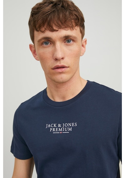 Jack & Jones Erkek Jprbluarchıe Baskı Detaylı T-Shirt 12217167 La Lacivert - Beyaz