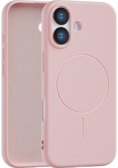 Apple Uyumlu iPhone 16 İçi Kadife Magsafe Wireless Şarz Özellikli Telefon Kılıfı Pembe