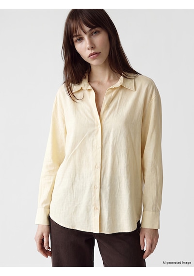Lcw Vision Sarı Oversize %100 Pamuklu Kadın Gömlek