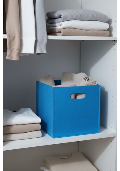 Çok Amaçlı Kullanım %100 Keçe Organizer Sepet Çocuk Odası Dolap Içi Organizer Mavi