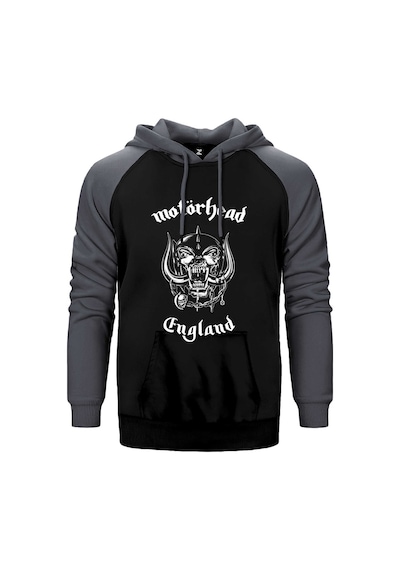Motörhead England Gri Renk Reglan Kol Kapşonlu Sweatshirt Gri