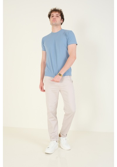 Giyim Dünyası Erkek Sıfır Yaka Basic T-shirt Mavi 001