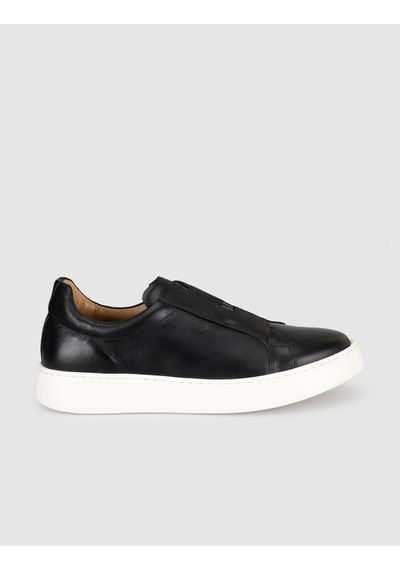 Siyah Hakiki Deri Kadın Sneaker Ayakkabı
