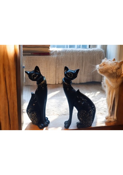 13 Cm-18 Cm Ebatlarda Kırılmaz Polyestr2li Siyah Renk Kedi Biblo
