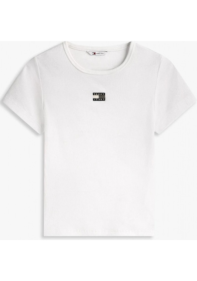 Tommy Hilfiger Tjw Slım Badge Rıb Tee Kadın Beyaz T-shirt Dw0dw17881ybl BEYAZ