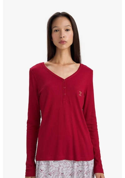Defacto Regular Fit V Yaka Uzun Kollu Fitilli Kaşkorse Pijama Üstü-fall İn Love F3722ax25wnbr196 Bordo-br196 Defacto Regular Fit V Yaka Uzun Kollu Fitilli Kaşkorse Pijama Üstü-fall İn Love F3722ax25wnbr196 Bordo-br196
