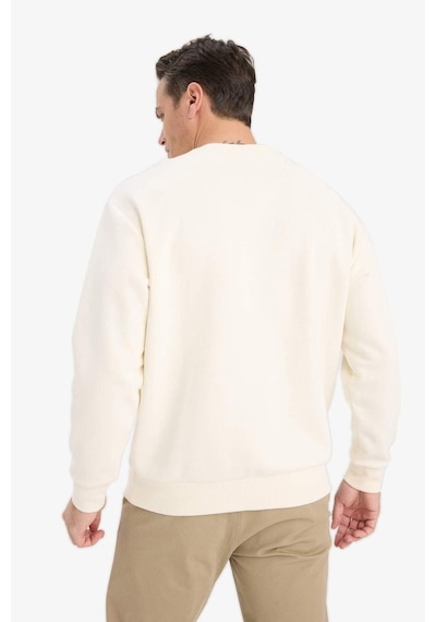 Defacto Relax Fit Bisiklet Yaka Kalın İçi Yumuşak Tüylü Basic Düz Sweatshirt T5139az25auer140 Ekru