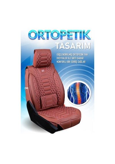 Uyumlu Lüks Deri Oto Koltuk Kılıfı Ön Arka Takım Set Tarçın Royal Model Fs