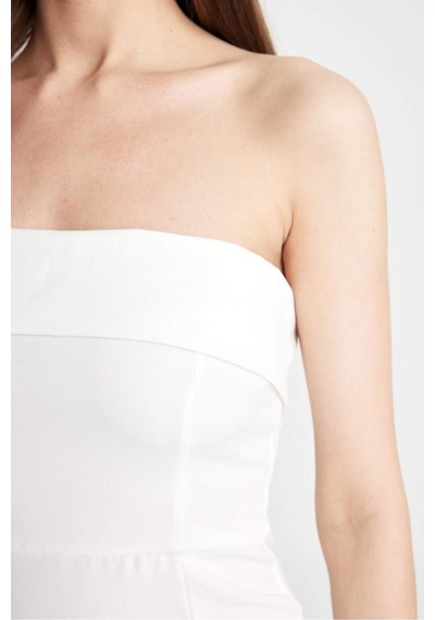 DeFacto Bodycon Vücudu Saran Straplez Maxi Abiye Elbise D3268AXNSWT32