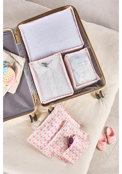 Serstil Little Sun Serisi Altılı Pembe Desenli Seyahat Valiz Düzenleyici Set