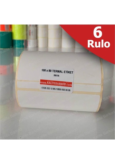 100x80 Termal Etiket |  6 Rulo Barkod Etiketi