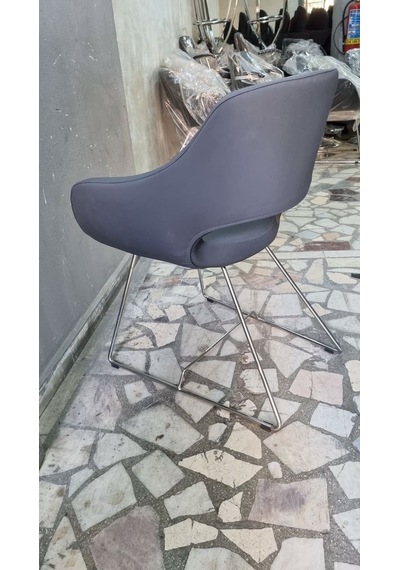 Bintaşmobilya Viva Antrasit Gri Deri Ofis Bekleme Koltuğu