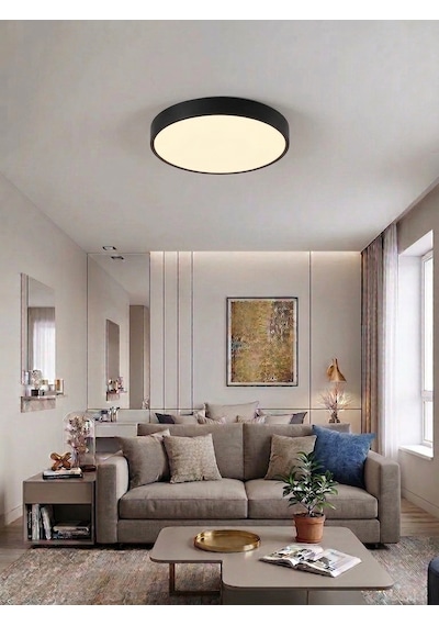 Davul Siyah Led Armatür Avize Çap 60 cm Sıva Üstü 3000K