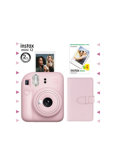 Fujifilm Instax Mini 12 Fotoğraf Makinesi + 20'li Film + Laporta Albüm Seti Pembe