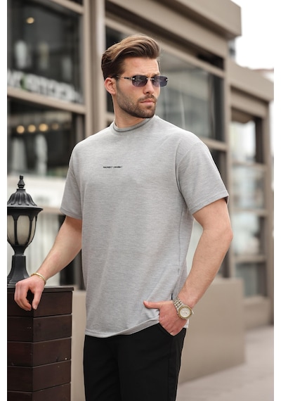 Madmext Grimelanj Nakış Detaylı Basic Erkek T-shirt E7106 Grimelanj