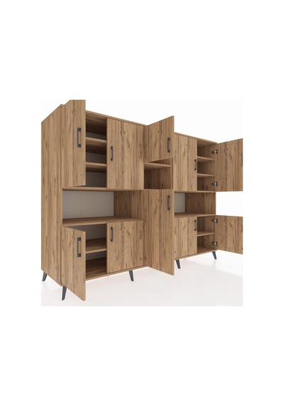 Kronos Dolap 14 Raflı 10 Kapaklı 220x59x163 Çam-çam Atlas Çam - Atlas Çam
