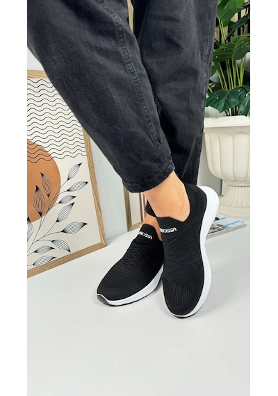 Günlük Unisex Sneaker Slip-on Nefes Alabilen Hafif Yürüyüş Bağcıksız Esnek Spor Ayakkabı 041f Siyah-beyaz