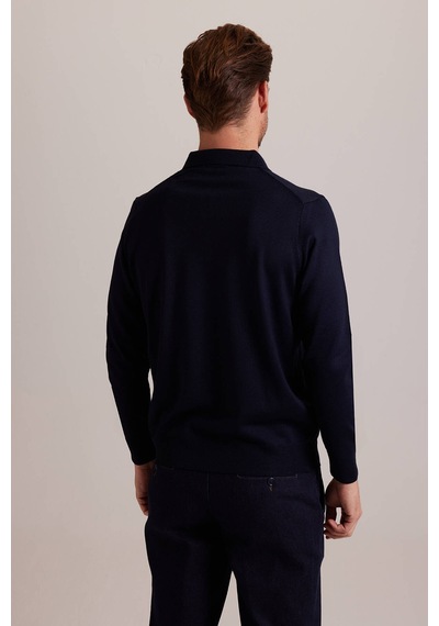 Erkek Lacivert Polo Yaka Klasik Triko