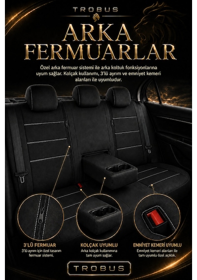 Fiat Albea 2002-2012 Uyumlu Lion Serisi Tay Tüyü Siyah Beyaz Premium Koltuk Kılıfı