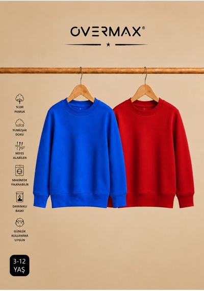 Overmax 2 Li Kapüşonsuz Sweatshirt Seti Çocuk Unisex - 3-12 Yaş Saks Mavi-kırmızı - 920169697 Saks Mavi-kırmızı Overmax 2 Li Kapüşonsuz Sweatshirt Seti Çocuk Unisex - 3-12 Yaş Saks Mavi-kırmızı - 920169697 Saks Mavi-kırmızı