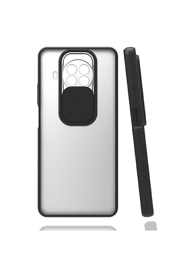 Kilifone - Xiaomi Uyumlu Redmi Note 9 Pro 5g - Kılıf Slayt Sürgülü Arkası Buzlu Lensi Kapak - Siyah
