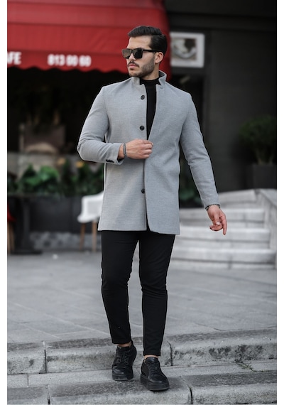Mero Life Erkek Yeni Sezon Açık Gri Kaşe Kaban Açık Gri