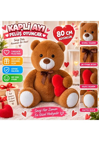 Storeşahin 62531 80cm Kapli Ayı Peluş Oyuncak Adet Fiyatıdır Shn0720 Çok Renkli