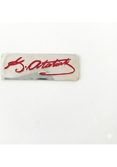 K.atatürk İmzalı Arma Sticker 3x10cm Krom-kırmızı