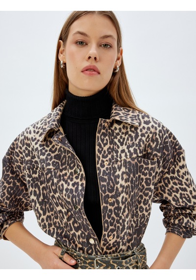 Koton Leopar Mevsimlik Ceket Gömlek Yaka Cepli Çıt Çıt Düğmeli Bej Desenli 5wak20342ew Ekru Koton Leopar Mevsimlik Ceket Gömlek Yaka Cepli Çıt Çıt Düğmeli Bej Desenli 5wak20342ew Ekru