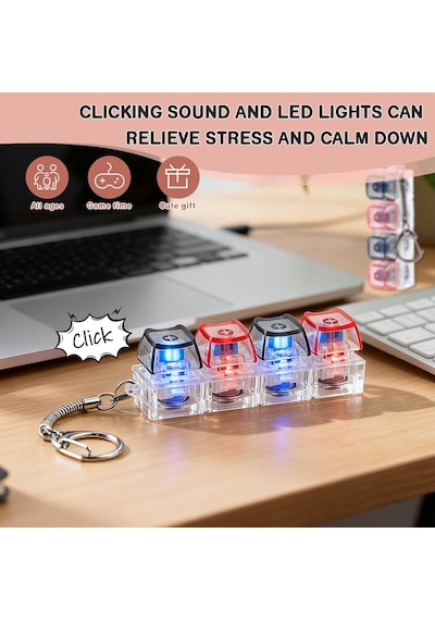 2 Adet Klavye Fidget Oyuncak, Led Işıkları İle Fidget Anahtarlık Klavye, Kedi Şekli Klavye Deko
