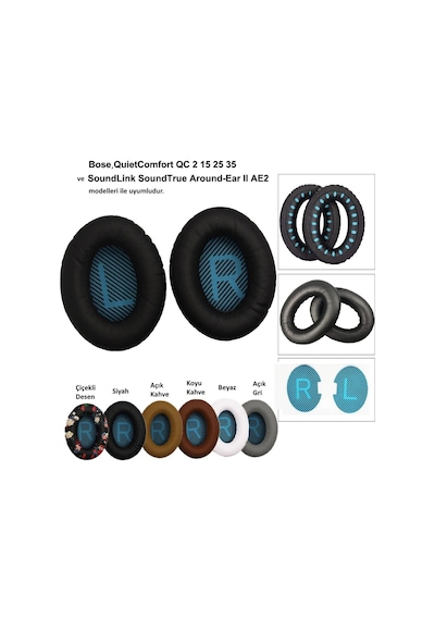 Bose Qc2 Qc15 Qc25 Qc35 Ae 2 2I 2W Kulaklık Yastığı Padi Süngeri Siyah