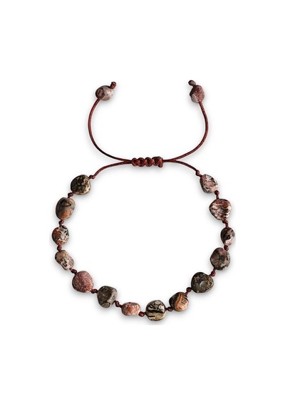 Doğal Leopar Jasper Bileklik Makrome Ayarlı 318-5 Çok Renkli