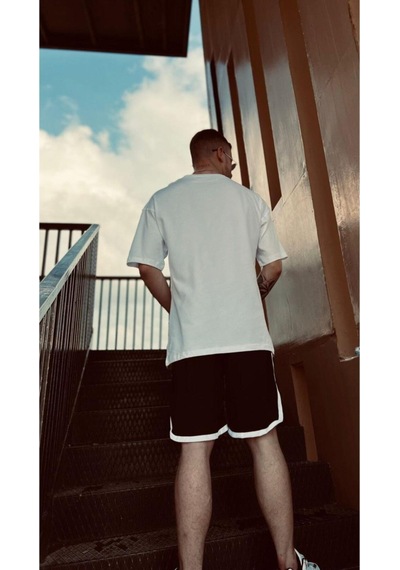 Flood Of Style Erkek Beyaz Düz Oversize Tshirt