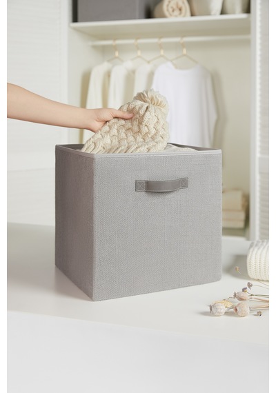 Ocean Home Textile 2'li Gri Renk Jüt Kutu Set 33x30x33 cm
