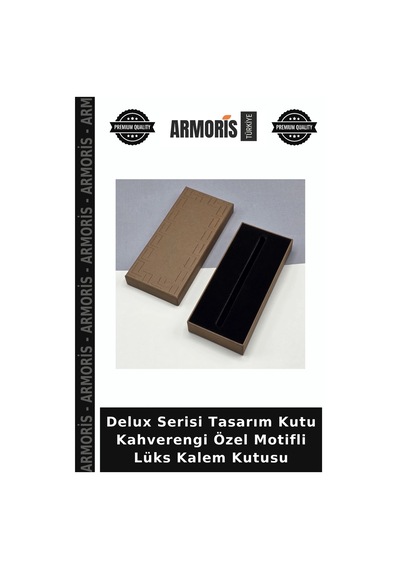 Delux Serisi Tasarım Kutu Kahverengi Özel Motifli Lüks Kalem