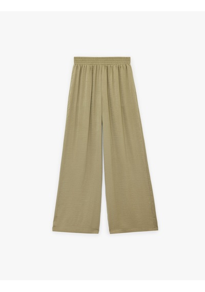 Koton Aerobin Kumaş Beli Lastikli Geniş Paça Saten Pantolon Ada Çayı 6sak40100uw Açık Yeşil