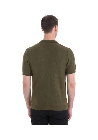 Hatemoğlu Regular Fit Düz Düğmeli Kısa Kollu Triko Hırka 34162024c001 022 - Haki