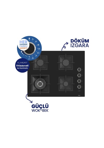Afm Tech Ve Ferre Venüs Turbolu Siyah Dijital SC405-WFA WOK + FM7700 + FM3400 Ankastre Set