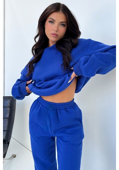 Basic Düz Eşofman Takımı Sweatshirt Jogger - Sax Mavi Oversize Şardonlu Kapüşonlu Saks Mavi Basic Düz Eşofman Takımı Sweatshirt Jogger - Sax Mavi Oversize Şardonlu Kapüşonlu Saks Mavi